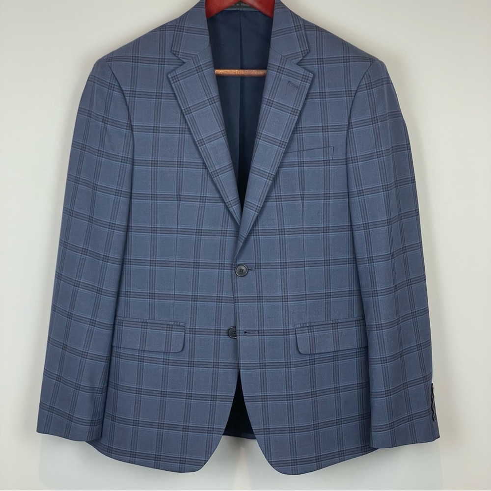 Van Heusen Slim Fit Blue Plaid Sports Coat - 38S